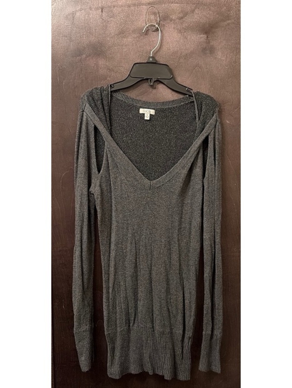 Cache Women's Gray Long Sleeve V-Neck Sweater Medium